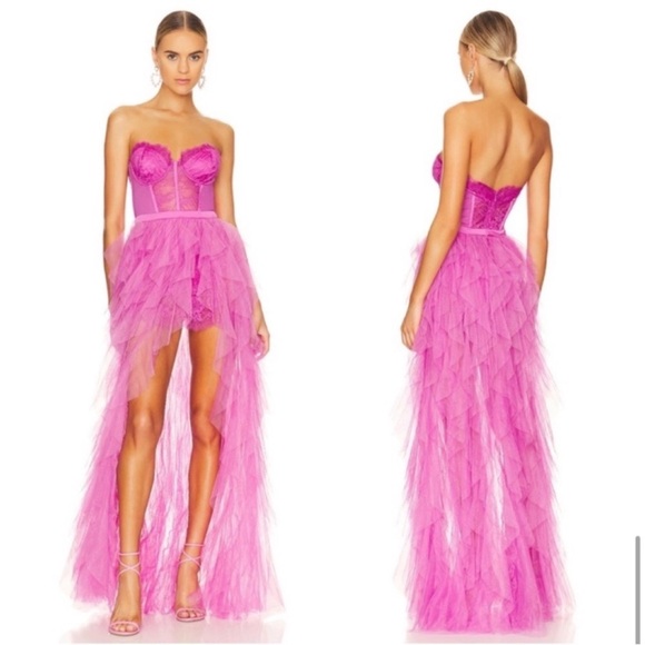 For Love And Lemons Vibrant Pink Sexy Lace Bustier Dress size M